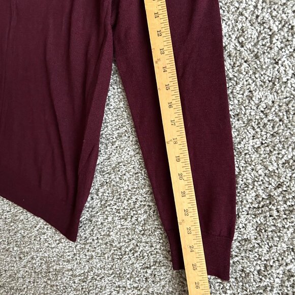 Club Room Men's Size L Merino Wool Blend Full-Zip Burgundy Sweater - Picture 9 of 11